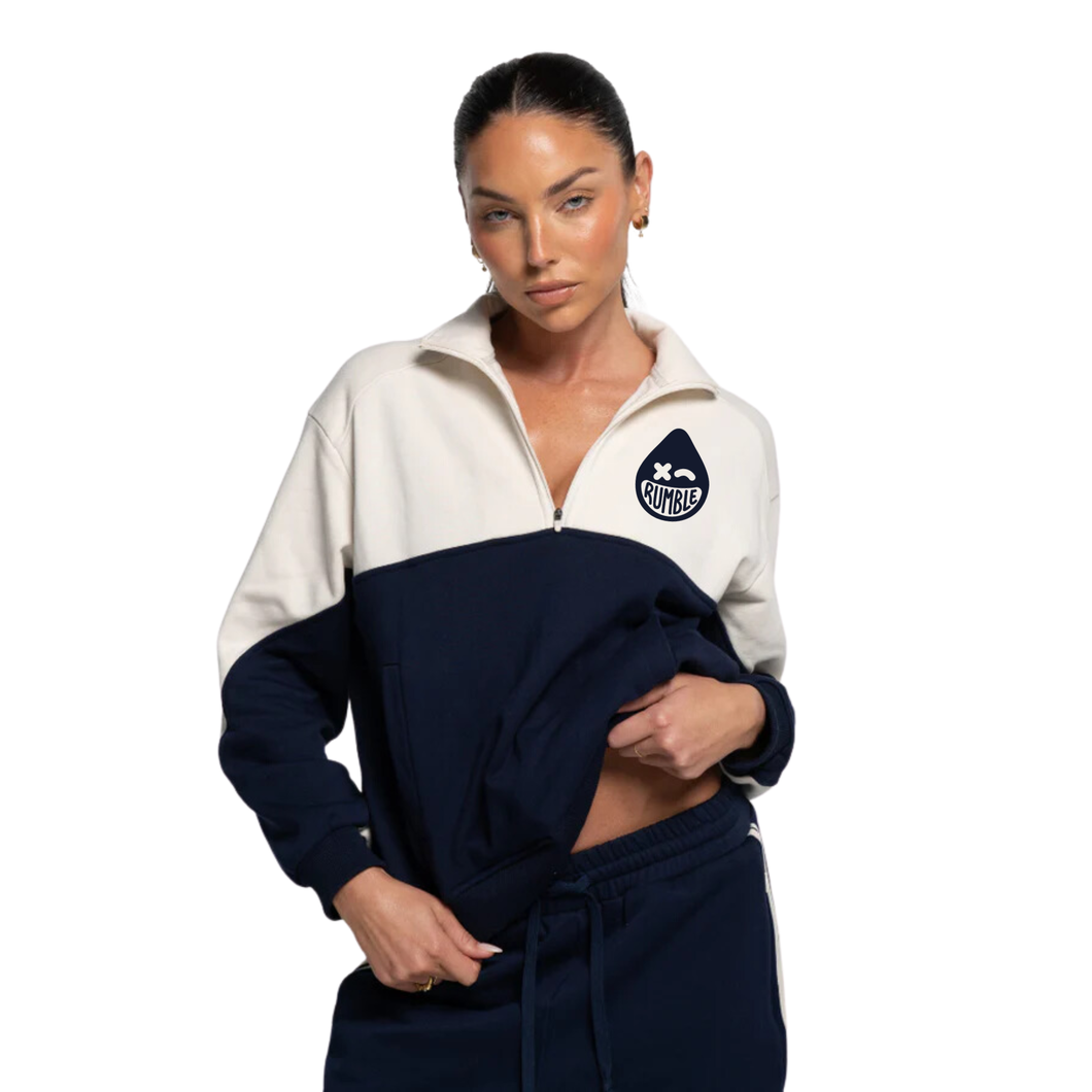 QUARTER ZIP JUMPER - NAVY/CREAM