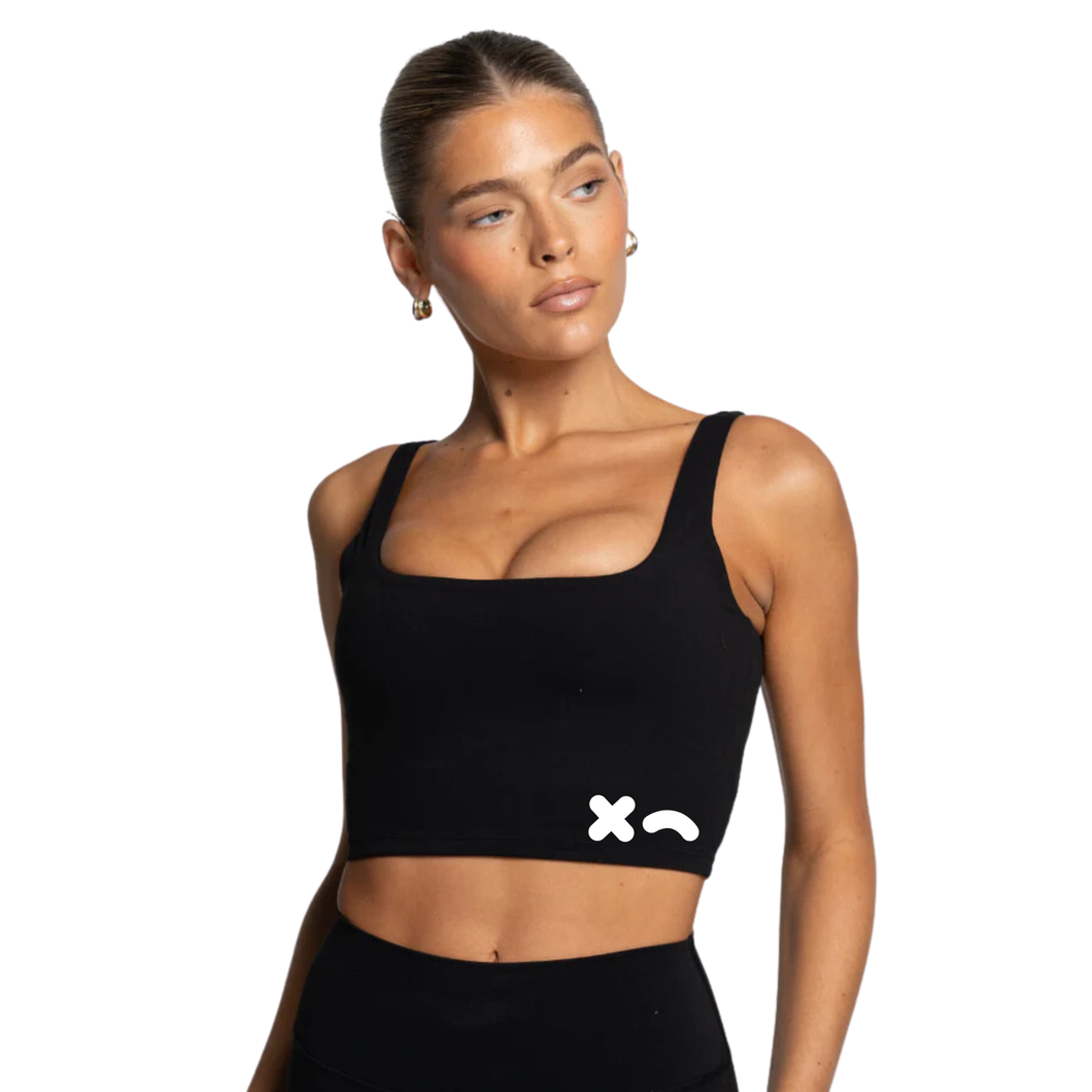 WOMENS WINK SQUARE NECK TANK - BLACK