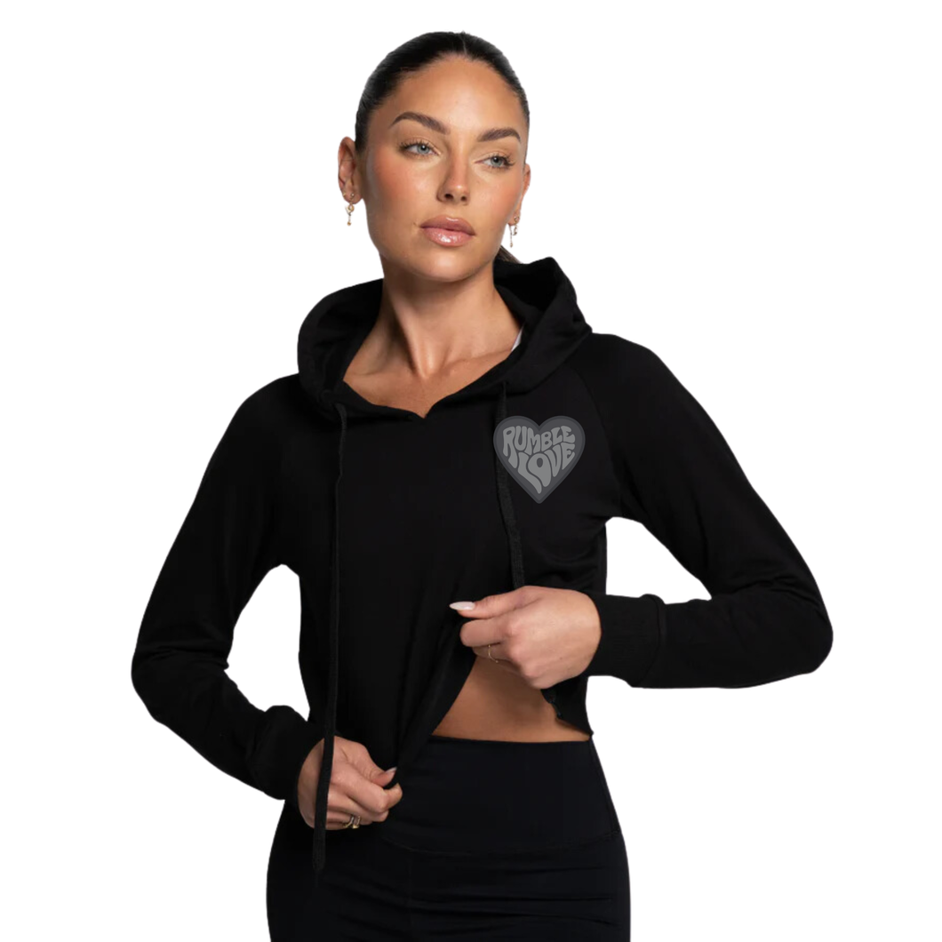 WOMENS CROPPED LOVE HOODIE - BLACK