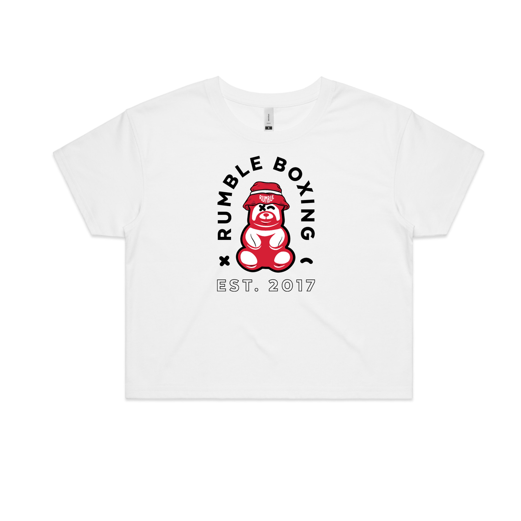 WOMENS CROP TEE GUMMY BEAR WHITE